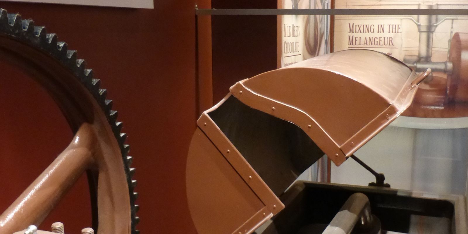 An old longitudinal chocolate conche machine with rollers